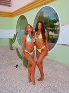 Yellow Ruched Thong Bottoms